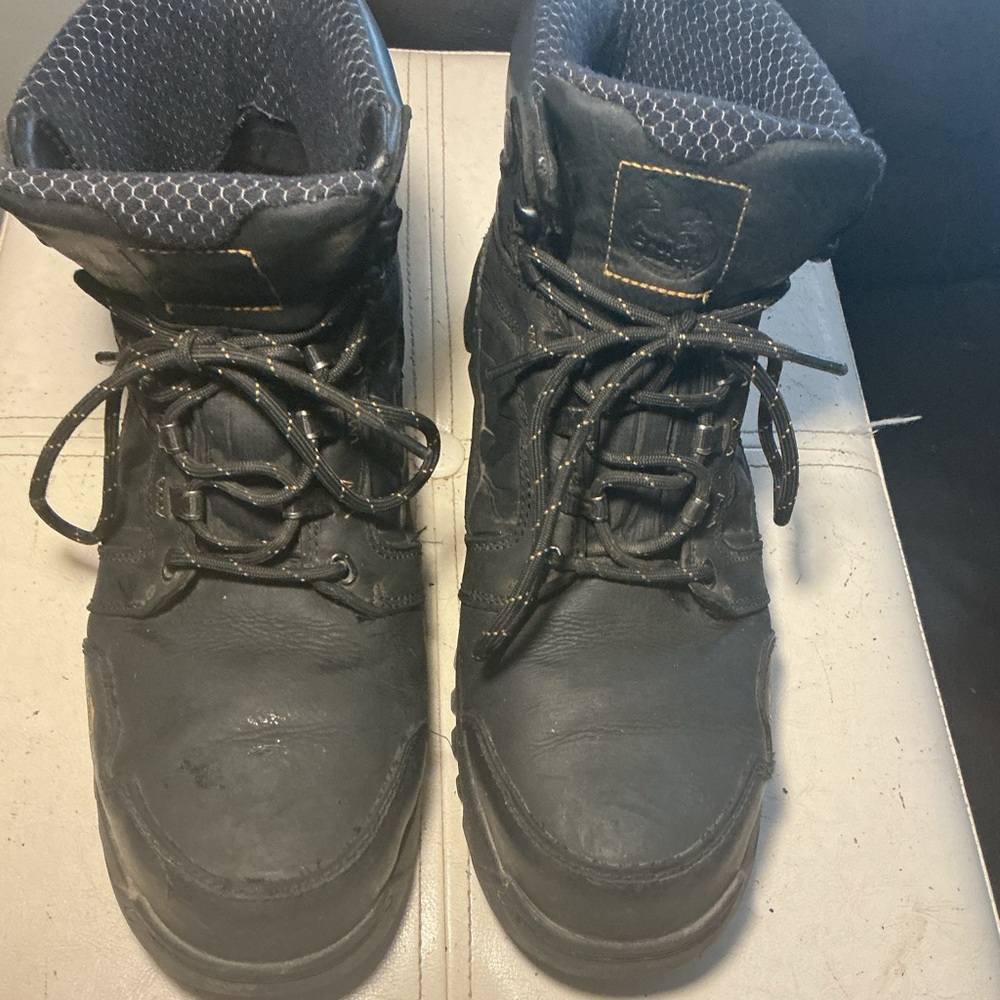 Men's Black Lace-Up Work Boots STEEL TOE